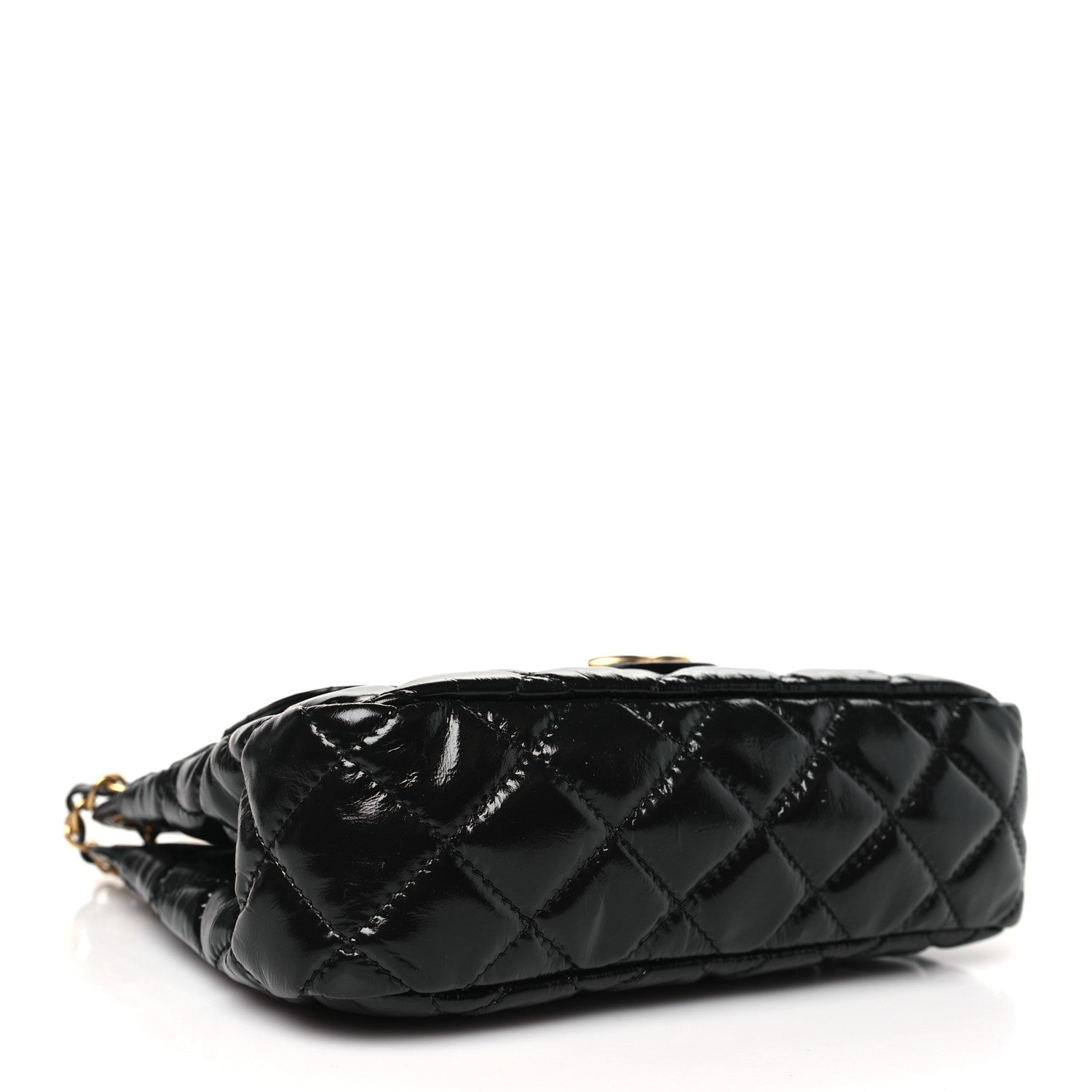 Chanel Shiny Crumpled Calfskin Quilted Small Wavy CC Hobo Black 4 of 10