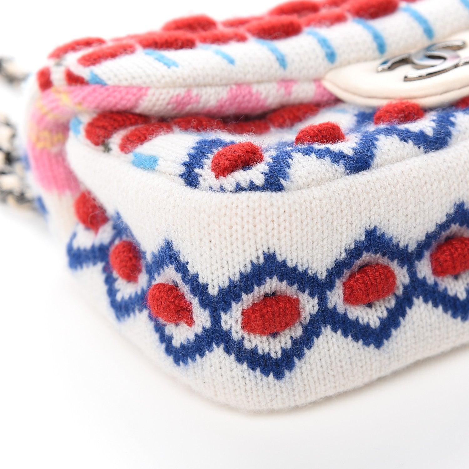 Chanel Cashmere Knit Extra Mini Single Flap White Multicolor 8 of 10