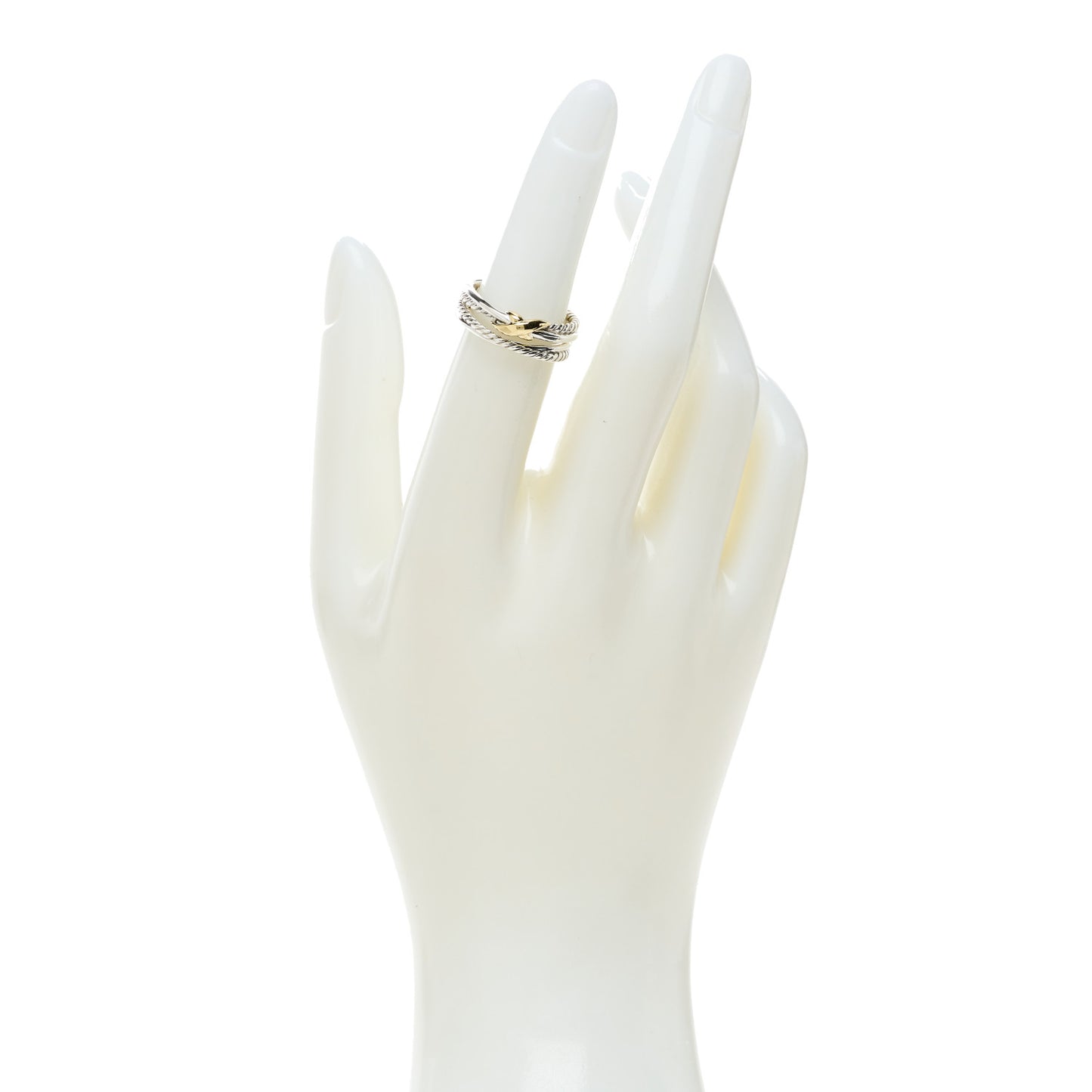 Sterling Silver 18K Yellow Gold 6mm X Crossover Ring 49 4.75