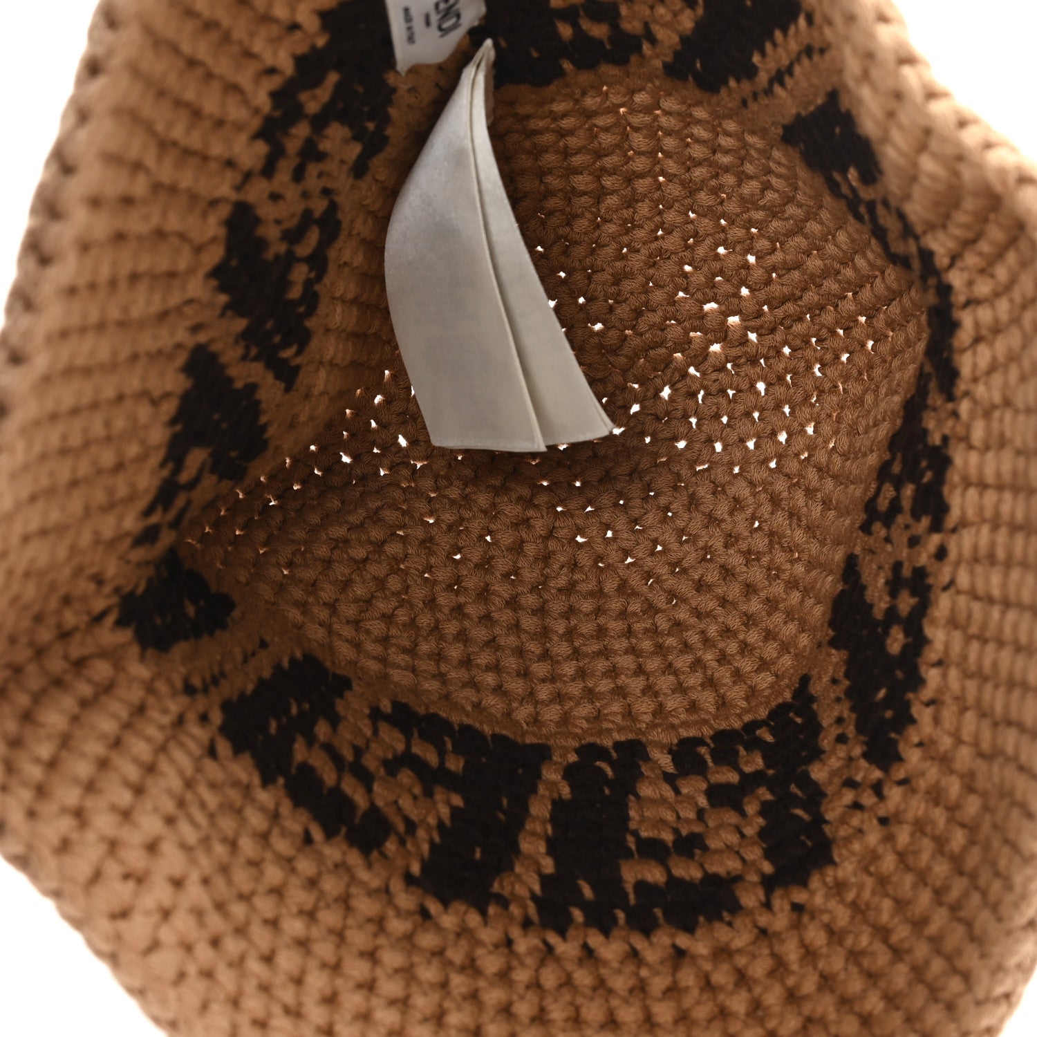Fendi Cotton FF Woven Bucket Hat S/M Naturale Black 1787699