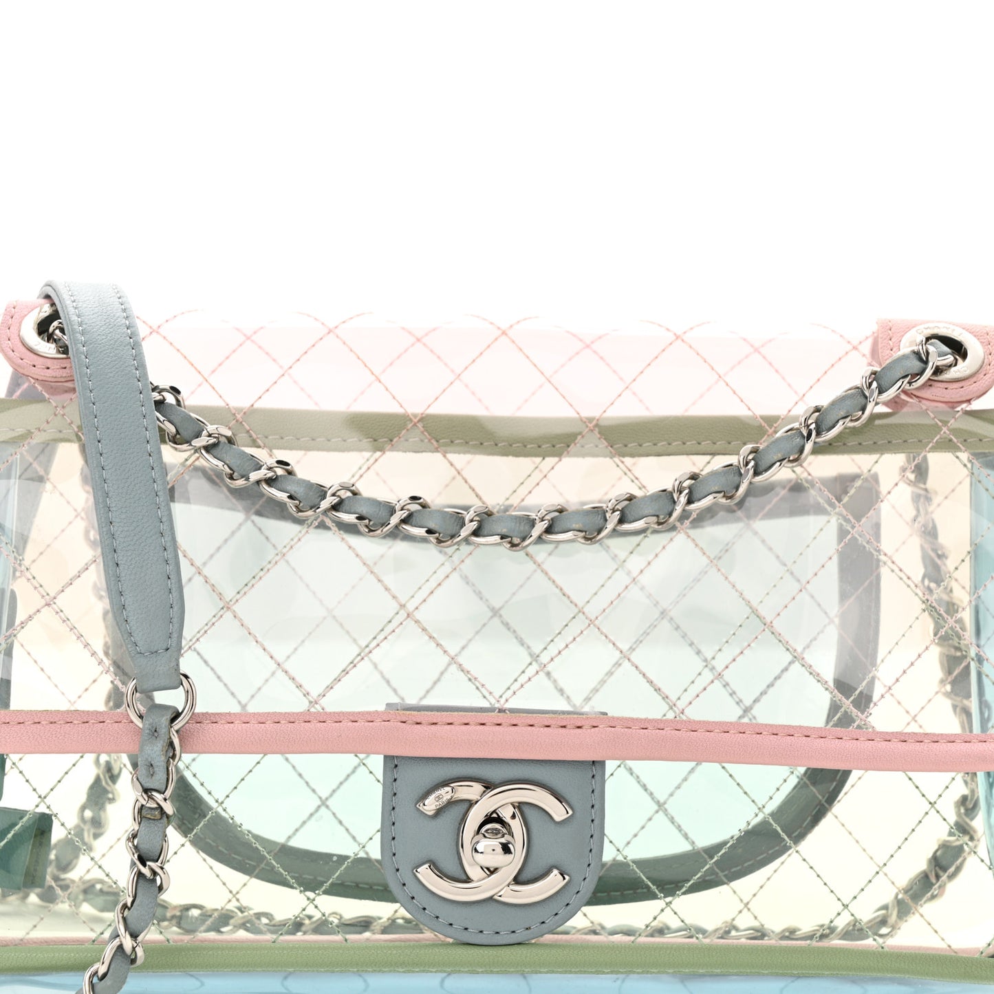 Lambskin PVC Quilted Medium Coco Splash Flap Blue Green