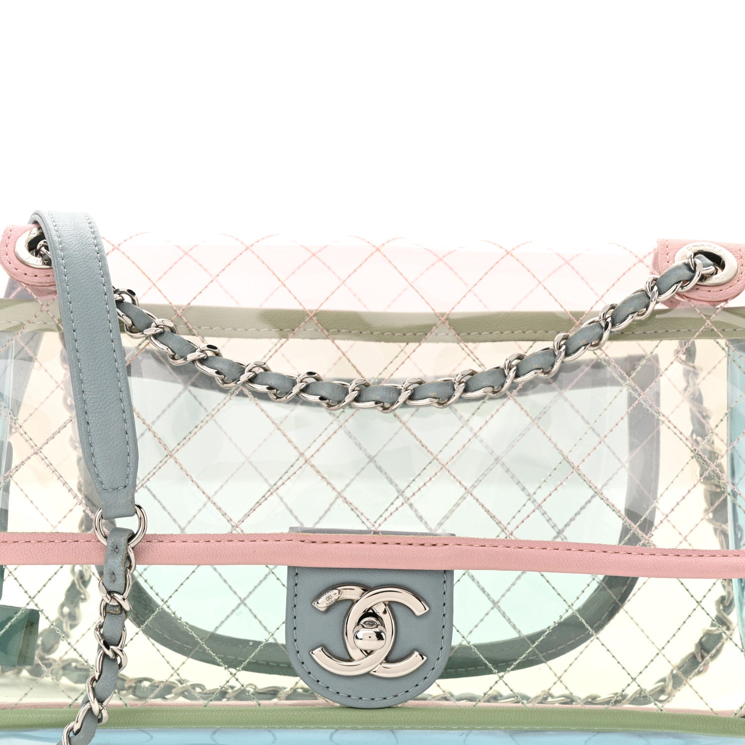 Chanel Lambskin PVC Quilted Medium Coco Splash Flap Blue Green 8 of 11