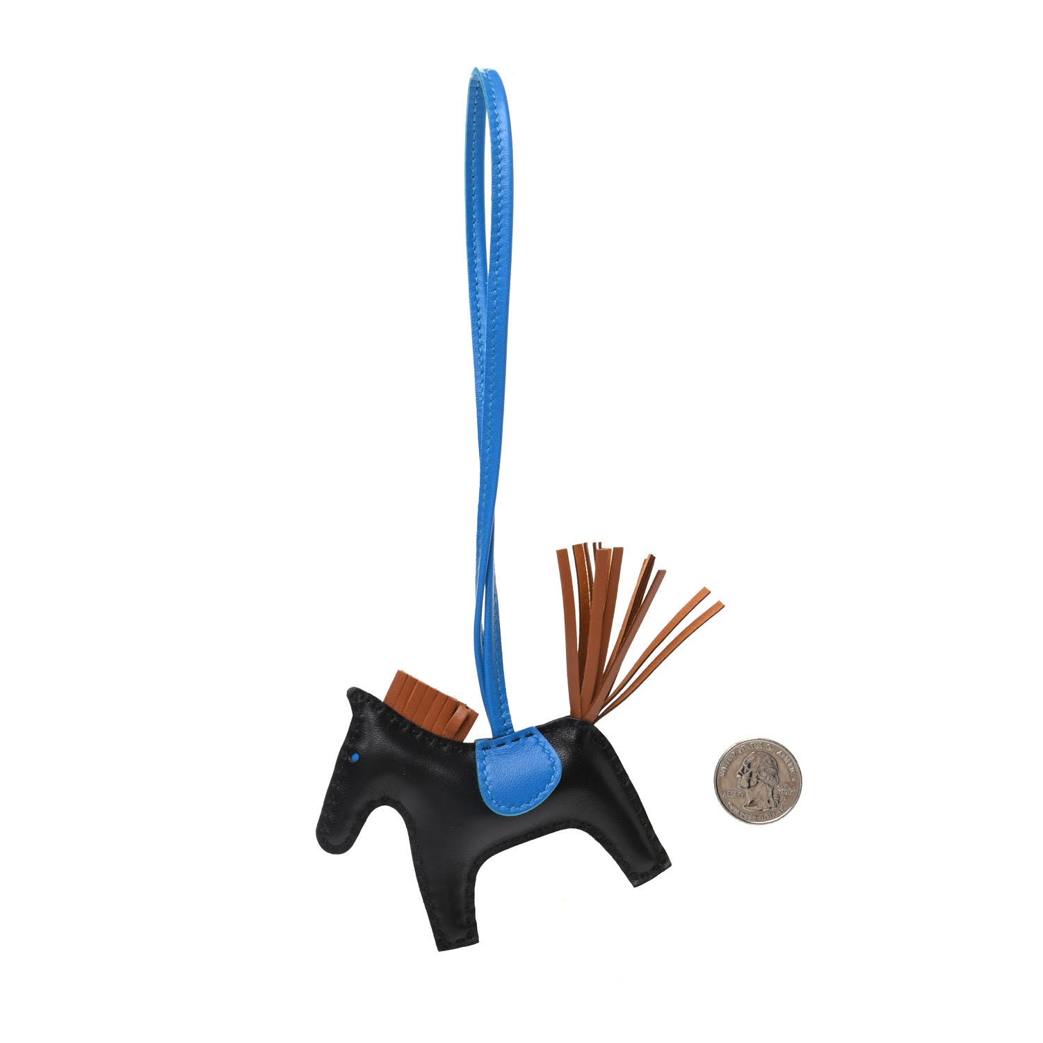 Hermes Milo Lambskin Grigri Rodeo Horse Bag Charm PM Black Gold Bleu Zanzibar 2 of 5