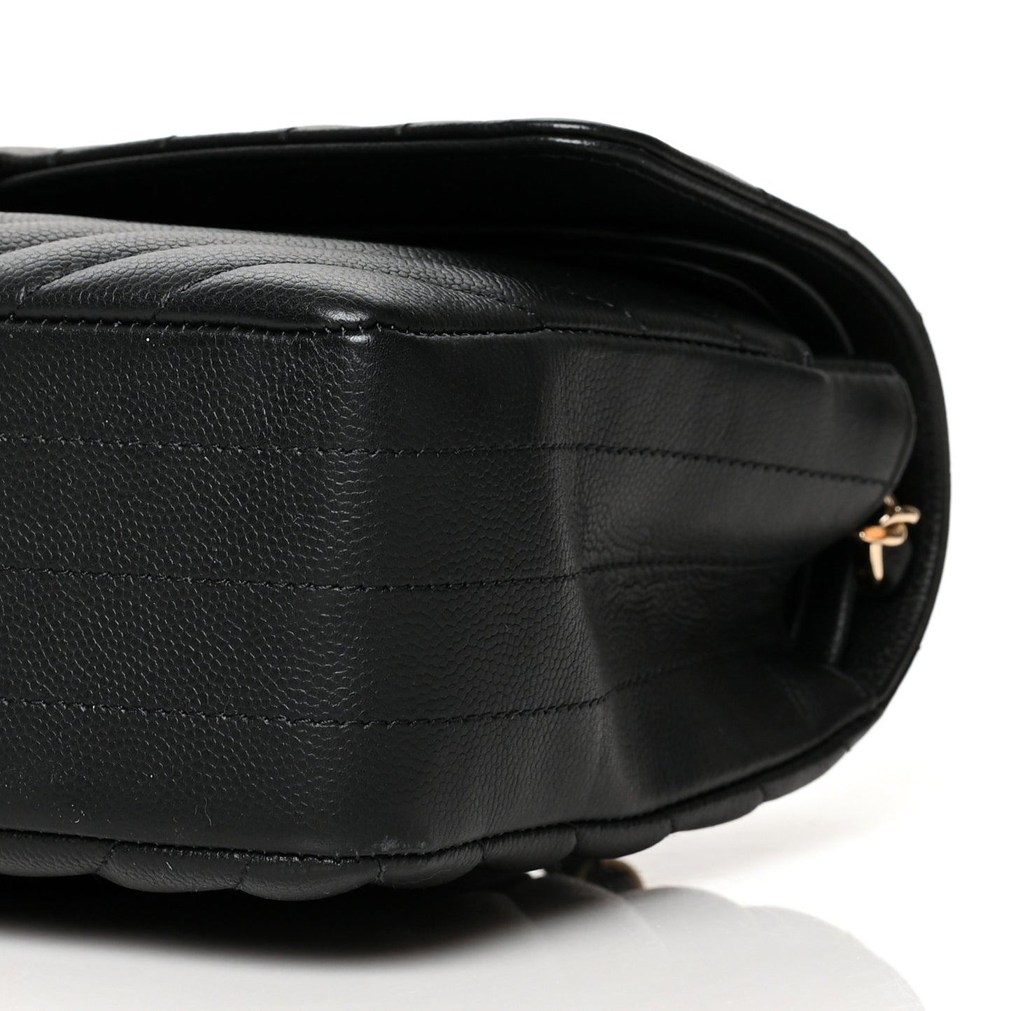 Caviar Chevron Quilted Medium Double Flap Black