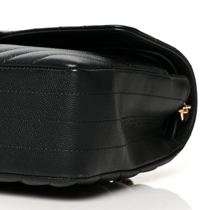 Chanel Caviar Chevron Quilted Medium Double Flap Black 10 of 11