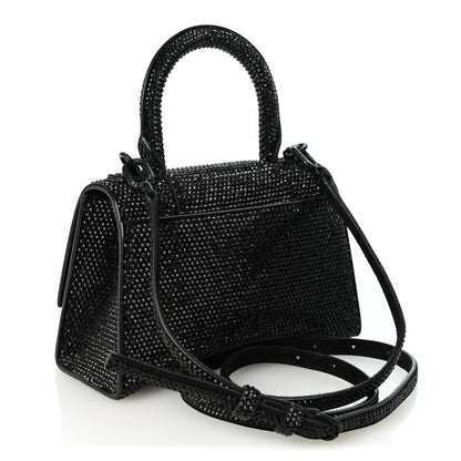 Balenciaga Strass Suede Hourglass Top Handle Bag XS Black Jet 3 of 12