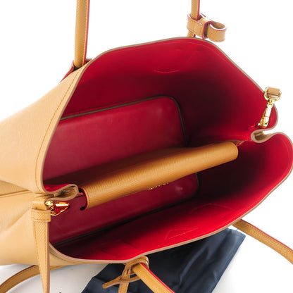 Prada Saffiano Cuir Large Double Bag Caramel 5 of 7