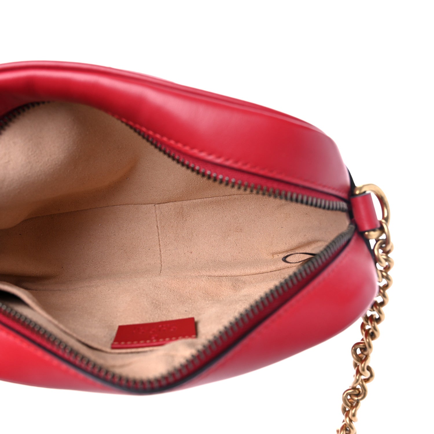 Gucci Calfskin Matelasse Mini GG Marmont Chain Shoulder Bag Hibiscus Red 5 of 10