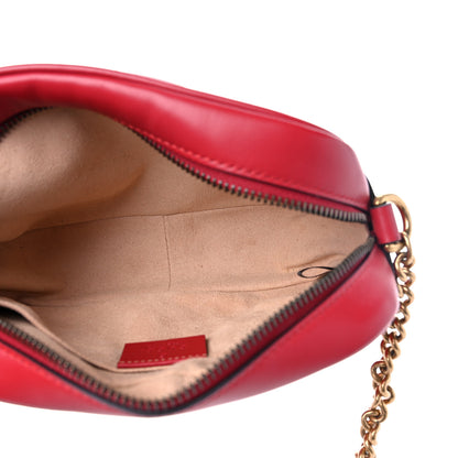 Gucci Calfskin Matelasse Mini GG Marmont Chain Shoulder Bag Hibiscus Red 5 of 10