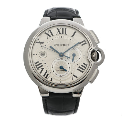 Cartier Stainless Steel Alligator 44mm Ballon Bleu De Cartier Chronograph Automatic Watch 1 of 5