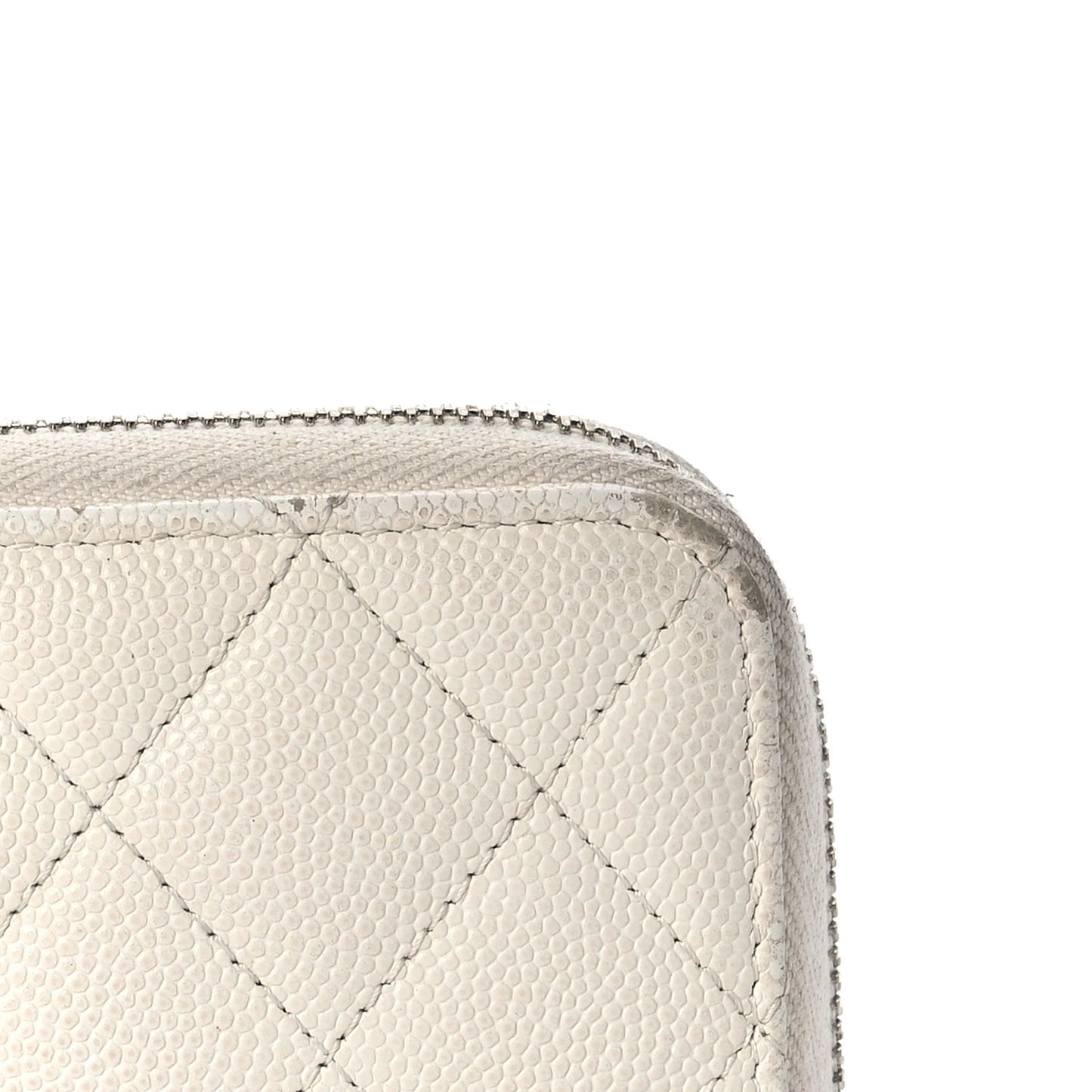 Caviar Quilted Large Gusset Zip Around Wallet White