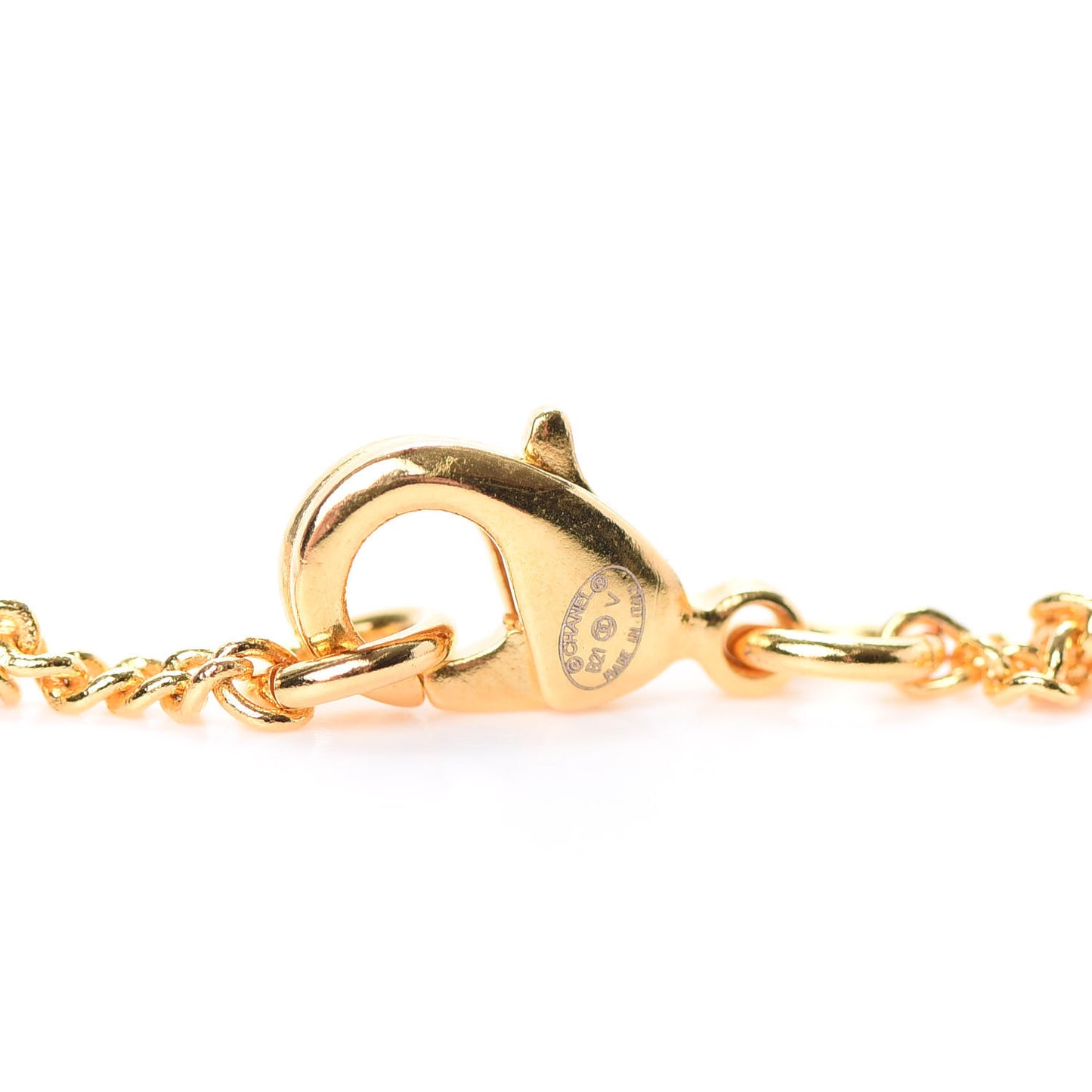 Metal CC Paris Button Necklace Gold