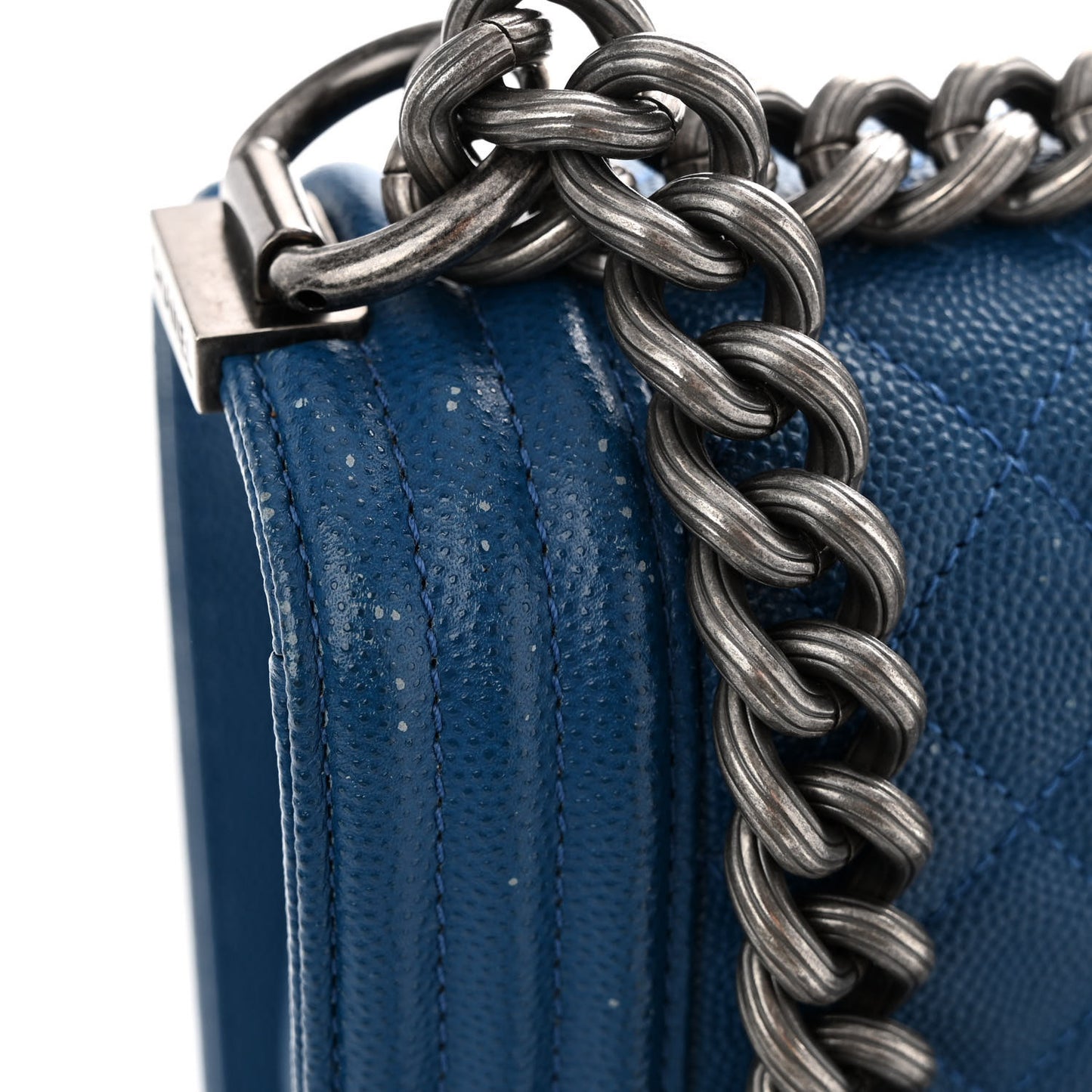 Caviar Quilted Medium Boy Flap Blue