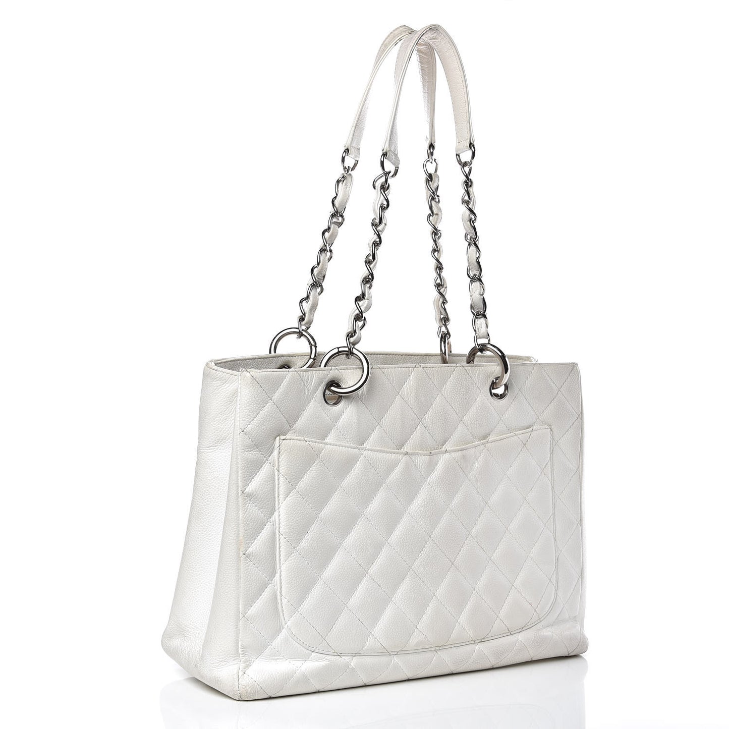 Caviar Quilted Grand Shopping Tote GST White