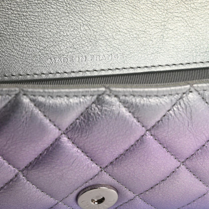 Chanel Gradient Metallic Calfskin Quilted Glasses Case With Chain Silver Blue Yellow Purple 7 of 13