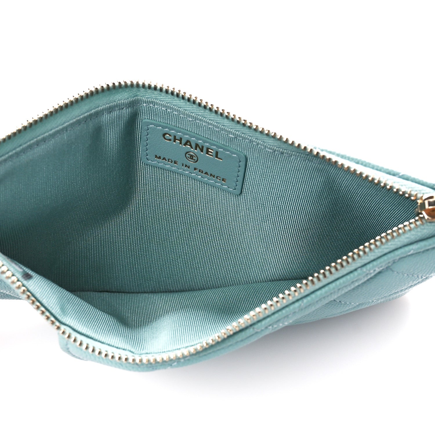 Chanel Caviar Quilted Classic Flat Wallet Pouch Light Blue 5 of 11