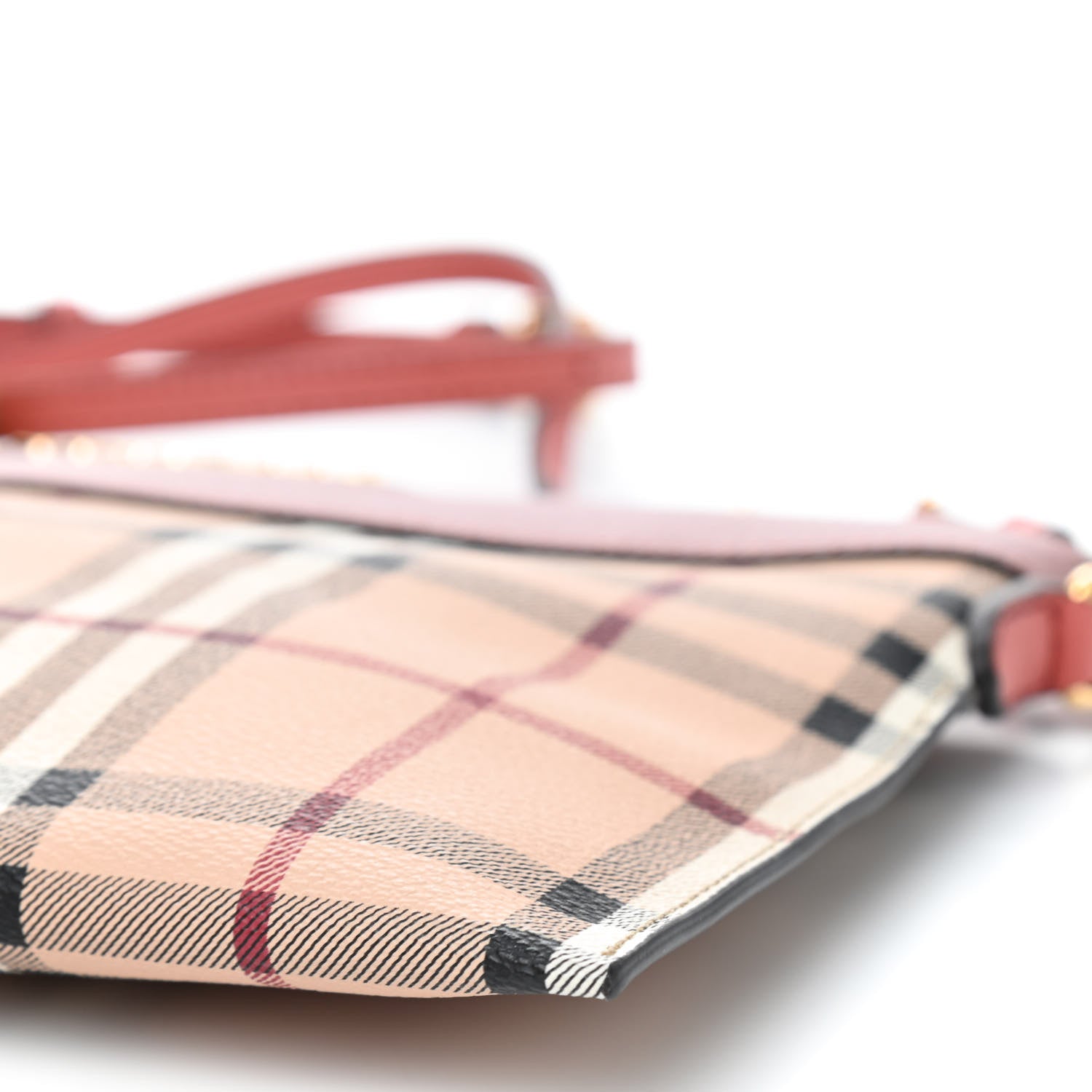 Burberry Haymarket Check Peyton Crossbody Clutch Bag Dusty Pink 7 of 8