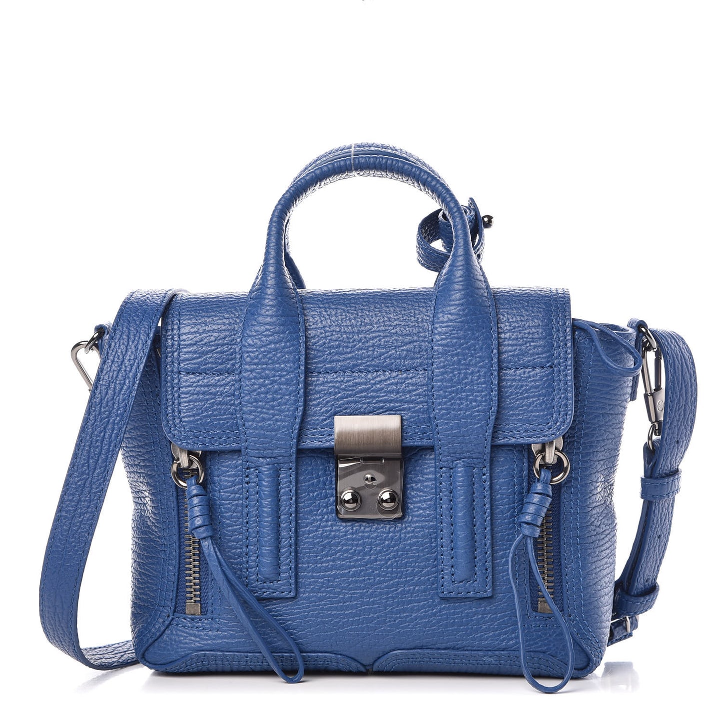 3.1 Textured Calfskin Mini Pashli Satchel Cerulean