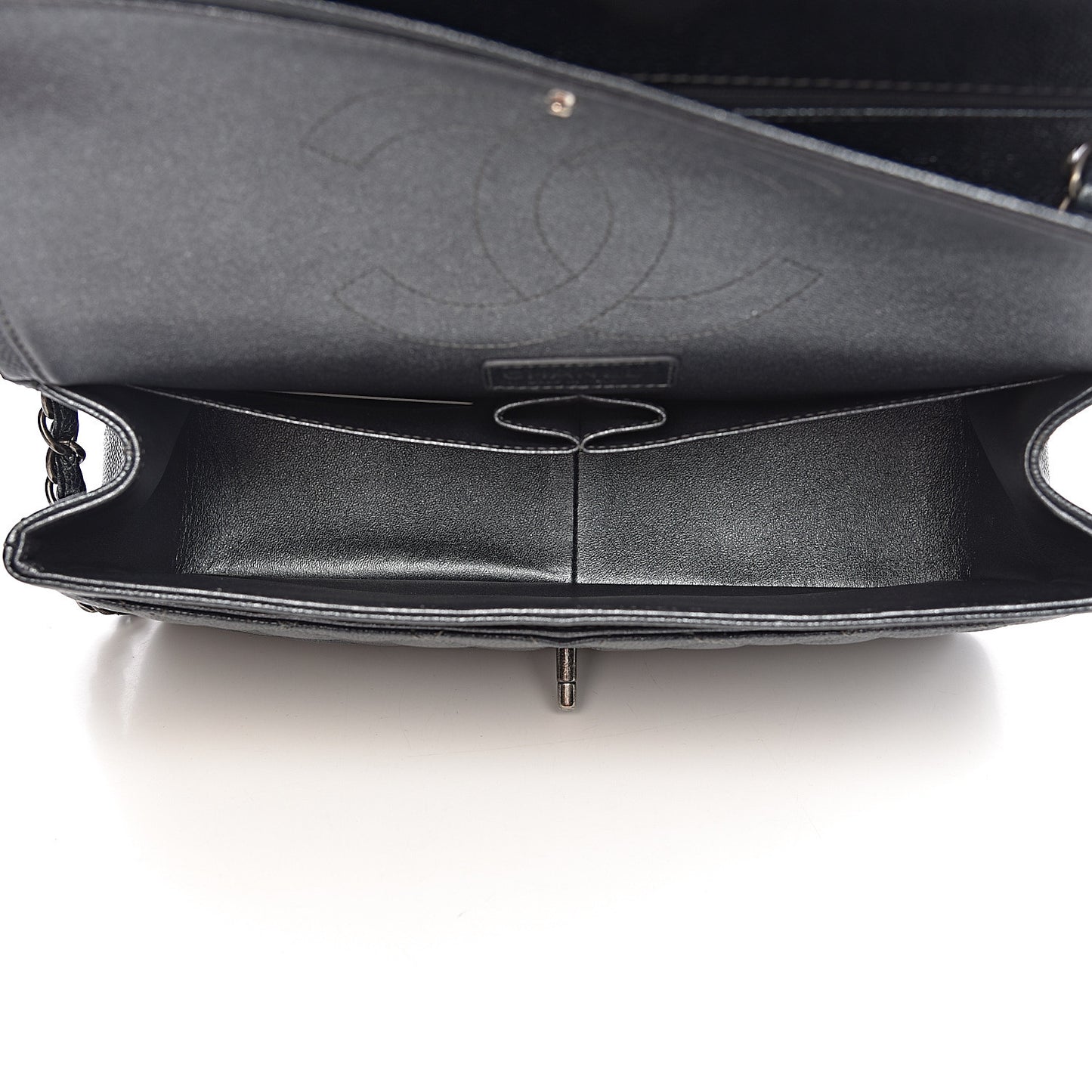 Pearly Caviar Quilted Jumbo Double Flap Black