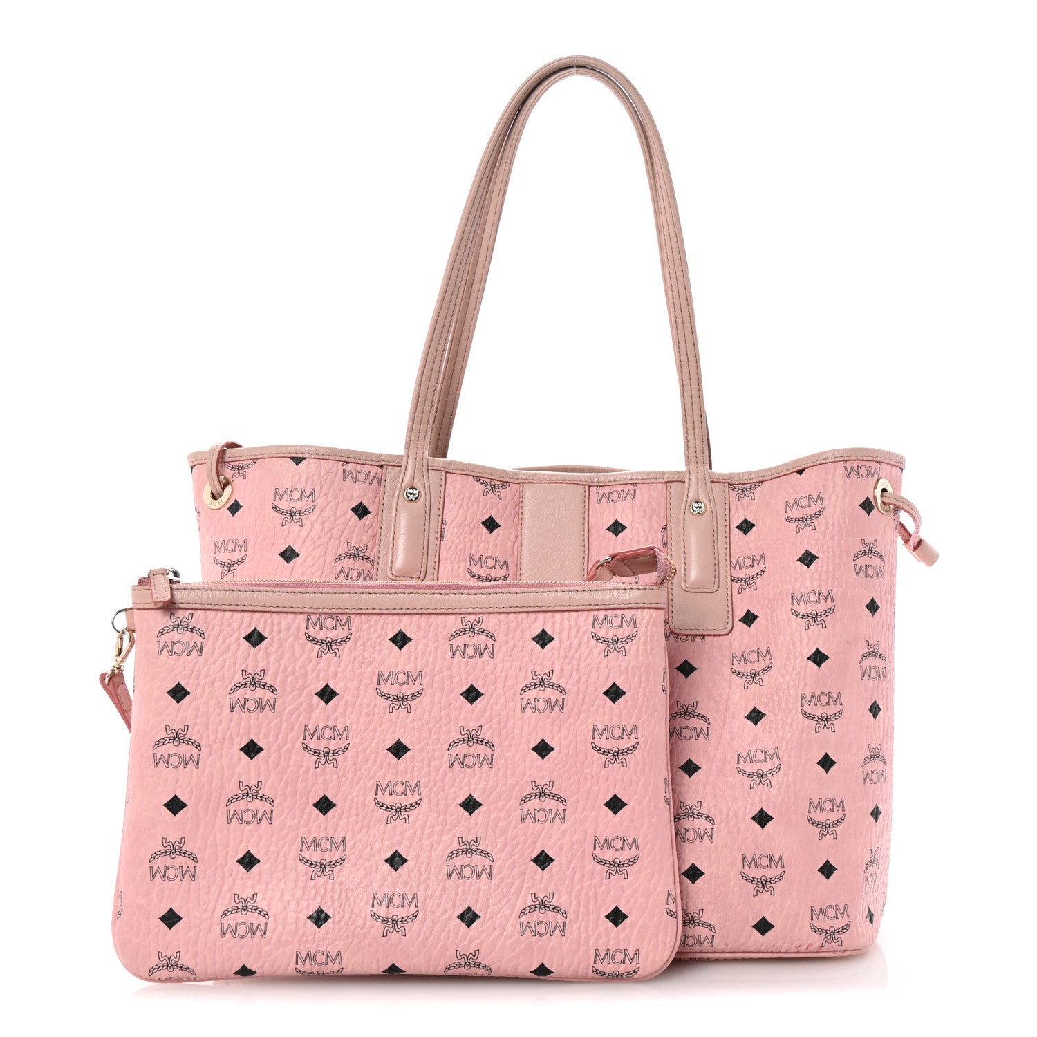 MCM Visetos Medium Liz Reversible Shopper Tote Soft Pink 3 of 10