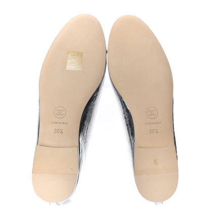 Chanel Metallic Calfskin Cap Toe CC Ballerina Flats 36.5 Silver 5 of 9