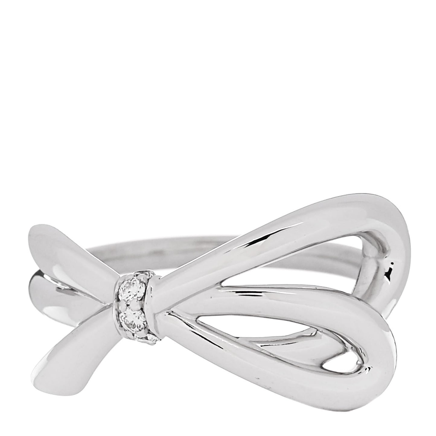 18K White Gold Diamond Bow Ring 49 5