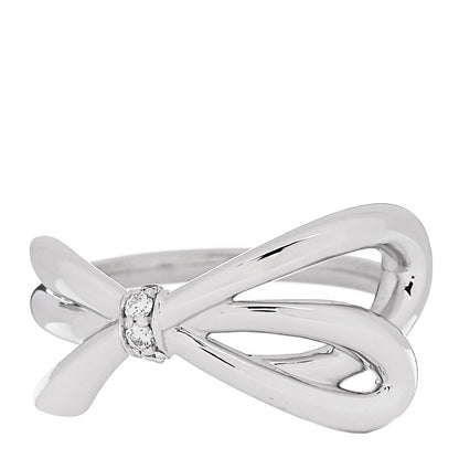 Tiffany 18K White Gold Diamond Bow Ring 49 5 1 of 5