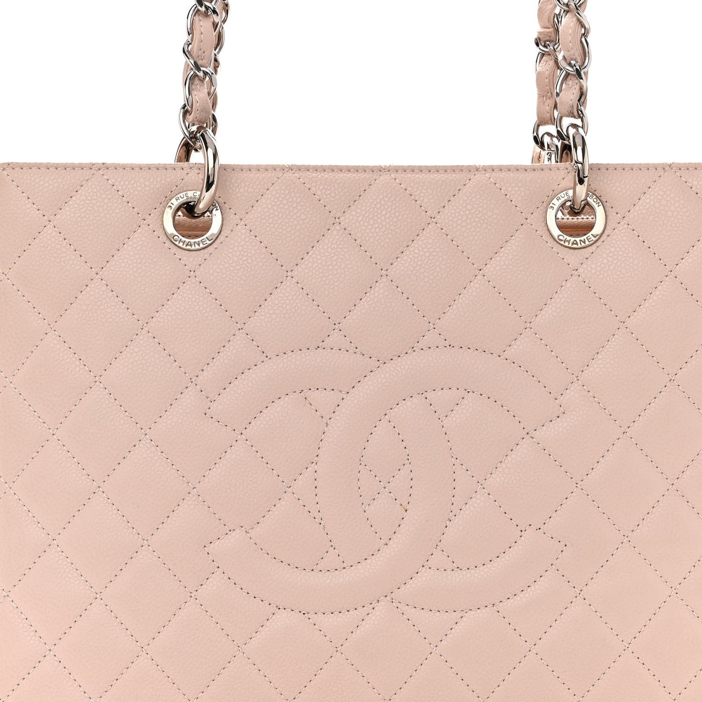 Caviar Quilted Grand Shopping Tote GST Light Pink