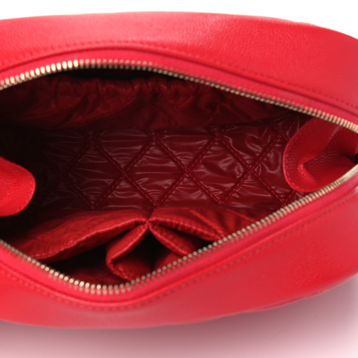 Chanel Caviar Quilted Medium Curvy Pouch Cosmetic Case Red 4 of 4