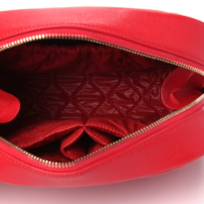 Chanel Caviar Quilted Medium Curvy Pouch Cosmetic Case Red 4 of 4