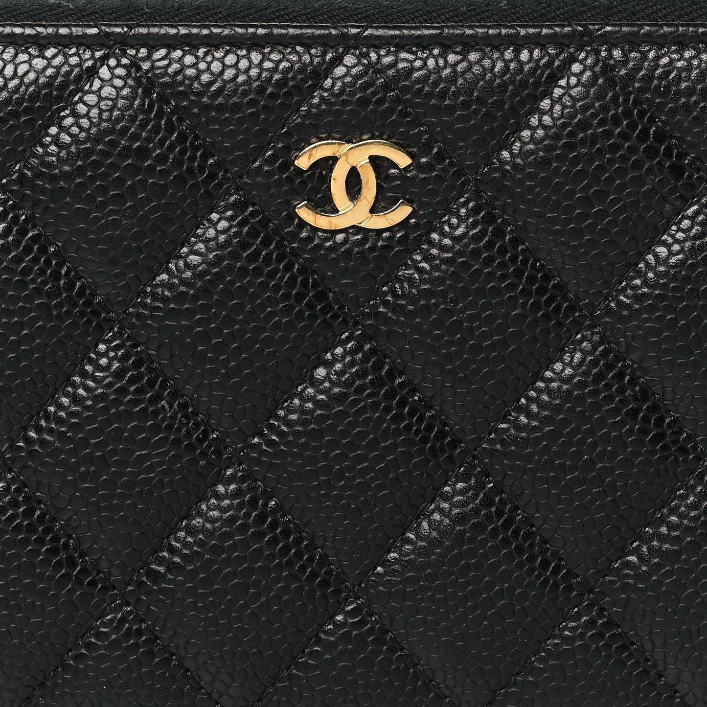 Caviar Quilted Large Gusset Zip Around Wallet Black
