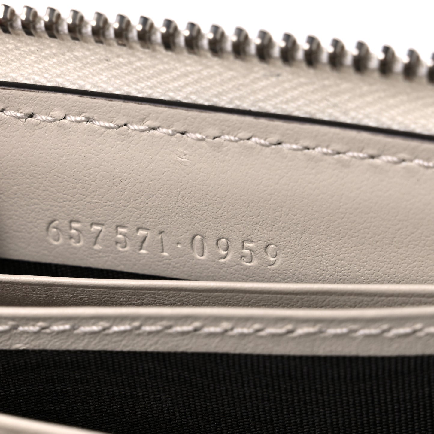 Calfskin GG Tennis Embossed Zip Around Card Case Wallet Mystic White