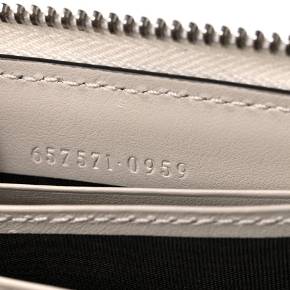 Gucci Calfskin GG Tennis Embossed Zip Around Card Case Wallet Mystic White 7 of 9