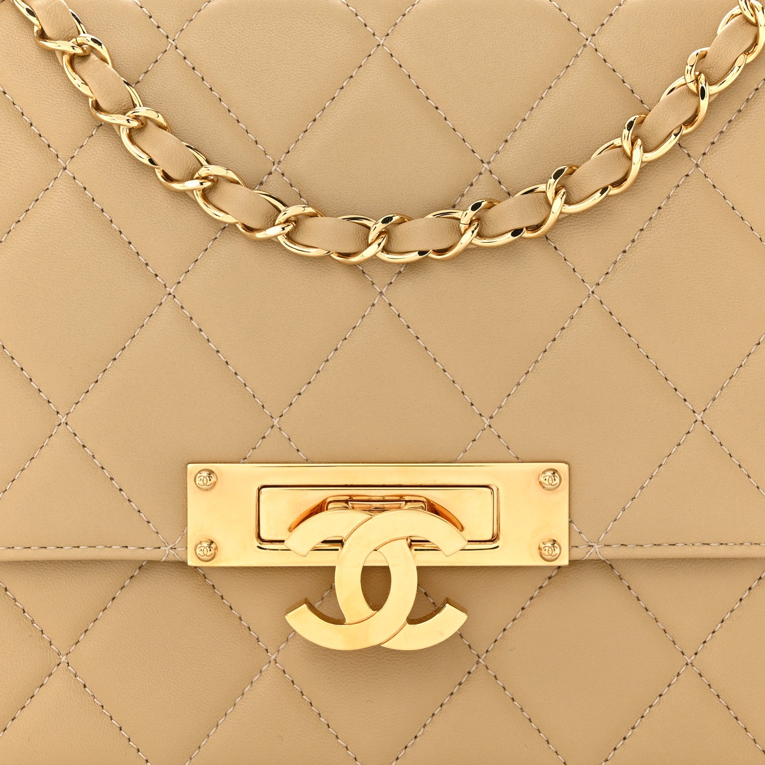 Chanel Lambskin Quilted Large Golden Class Flap Beige 8 of 11