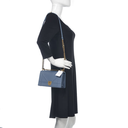 Christian Dior Grained Calfskin Small Diorama Flap Bag Denim 2 of 12