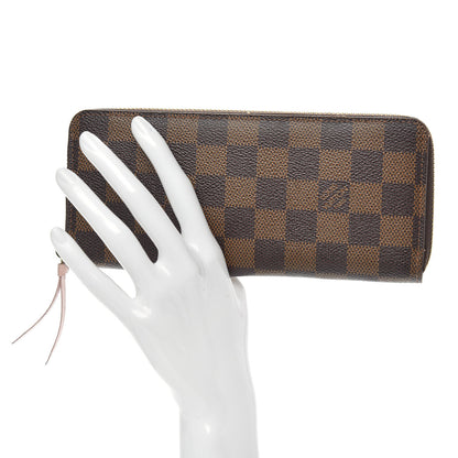 Louis Vuitton Damier Ebene Clemence Wallet Rose Ballerine 2 of 12