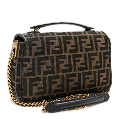 Fendi Fabric Jacquard FF 1974 Midi Chain Baguette Tobacco Moro 3 of 9