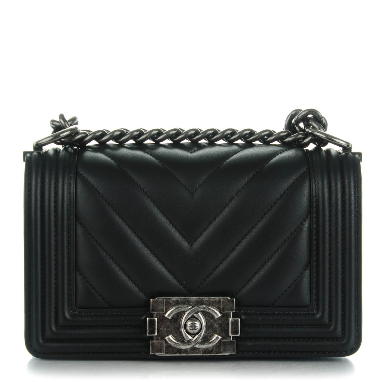 Chanel Calfskin Chevron Quilted Small Boy Flap Black 1 of 7