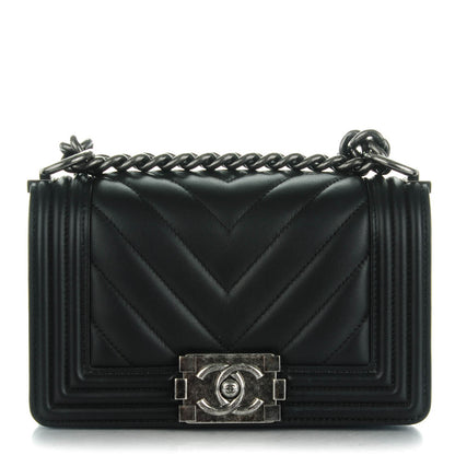Chanel Calfskin Chevron Quilted Small Boy Flap Black 1 of 7