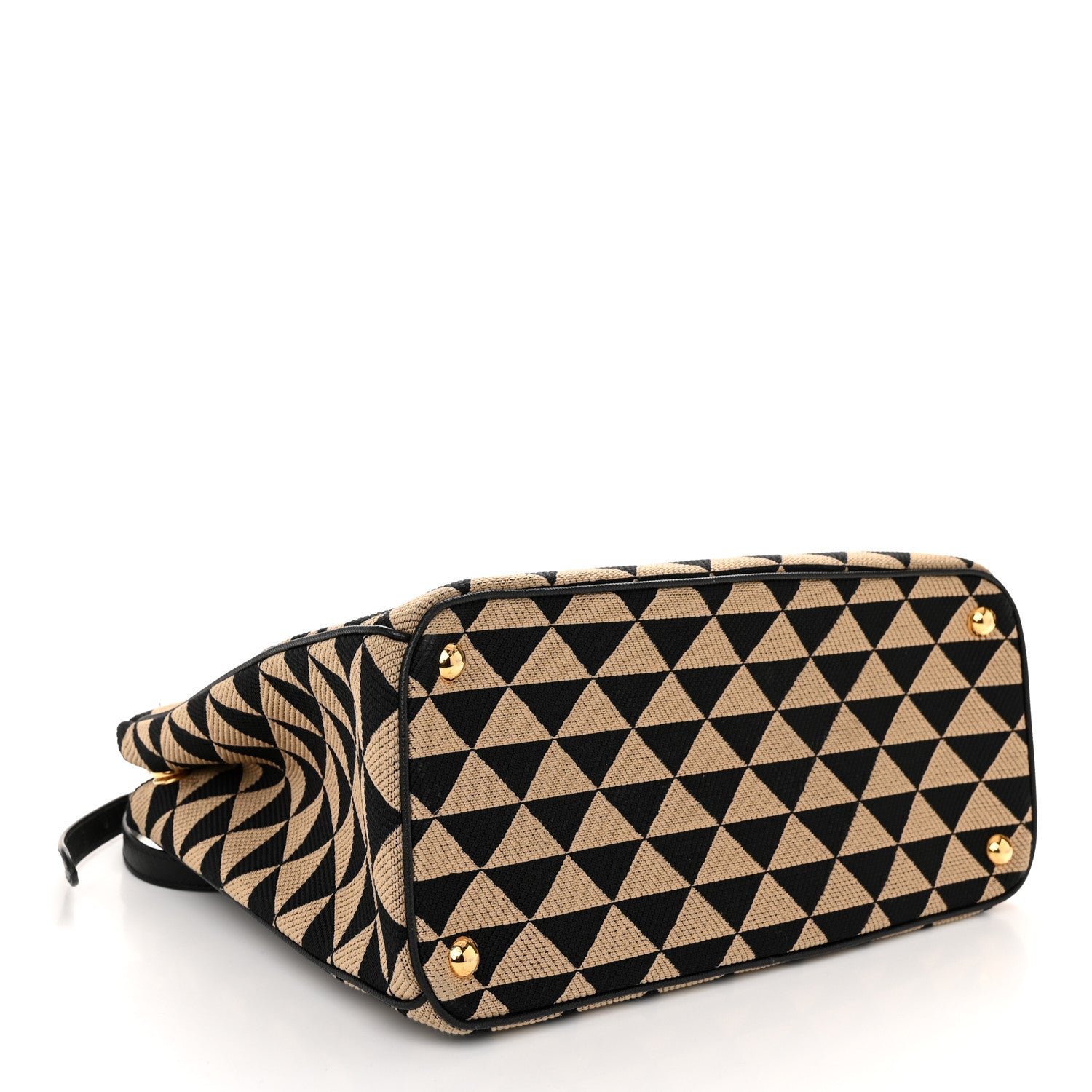 Prada Jacquard Saffiano Triangolo Symbole Embroidered Large Double Zip Tote Black Corda 4 of 11