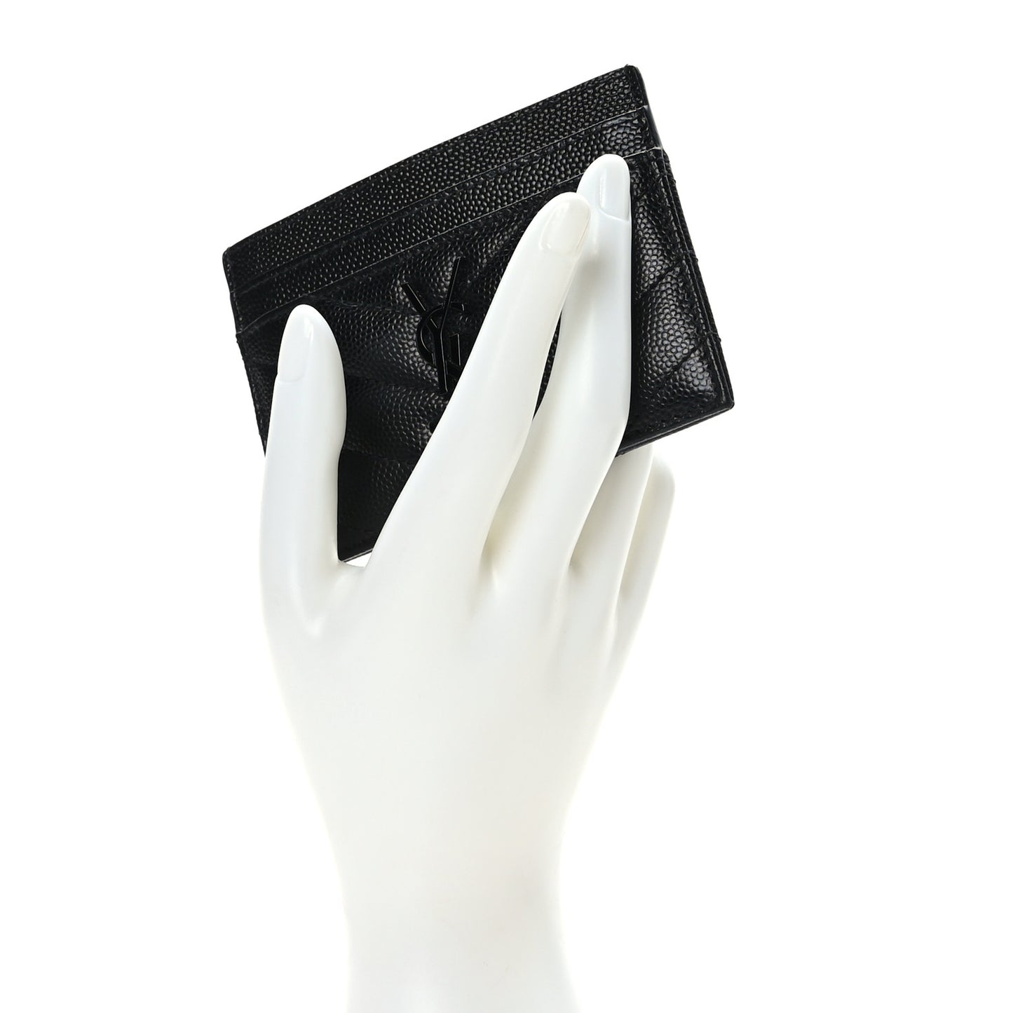 Grain De Poudre Matelasse Chevron Monochrome Monogram Credit Card Case Black