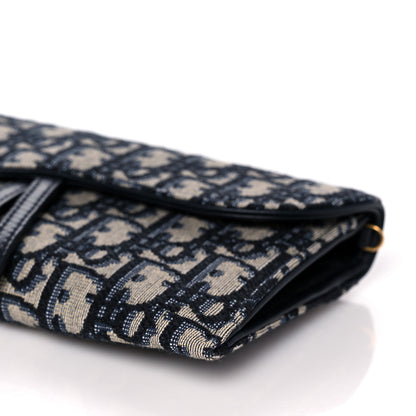 Christian Dior Oblique Saddle Chain Long Wallet Blue 10 of 12