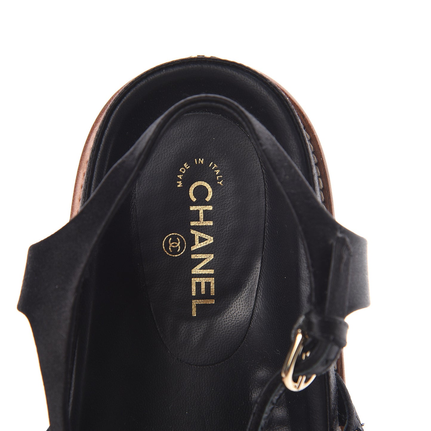 Satin Chain Flat Sandals 38.5 Black