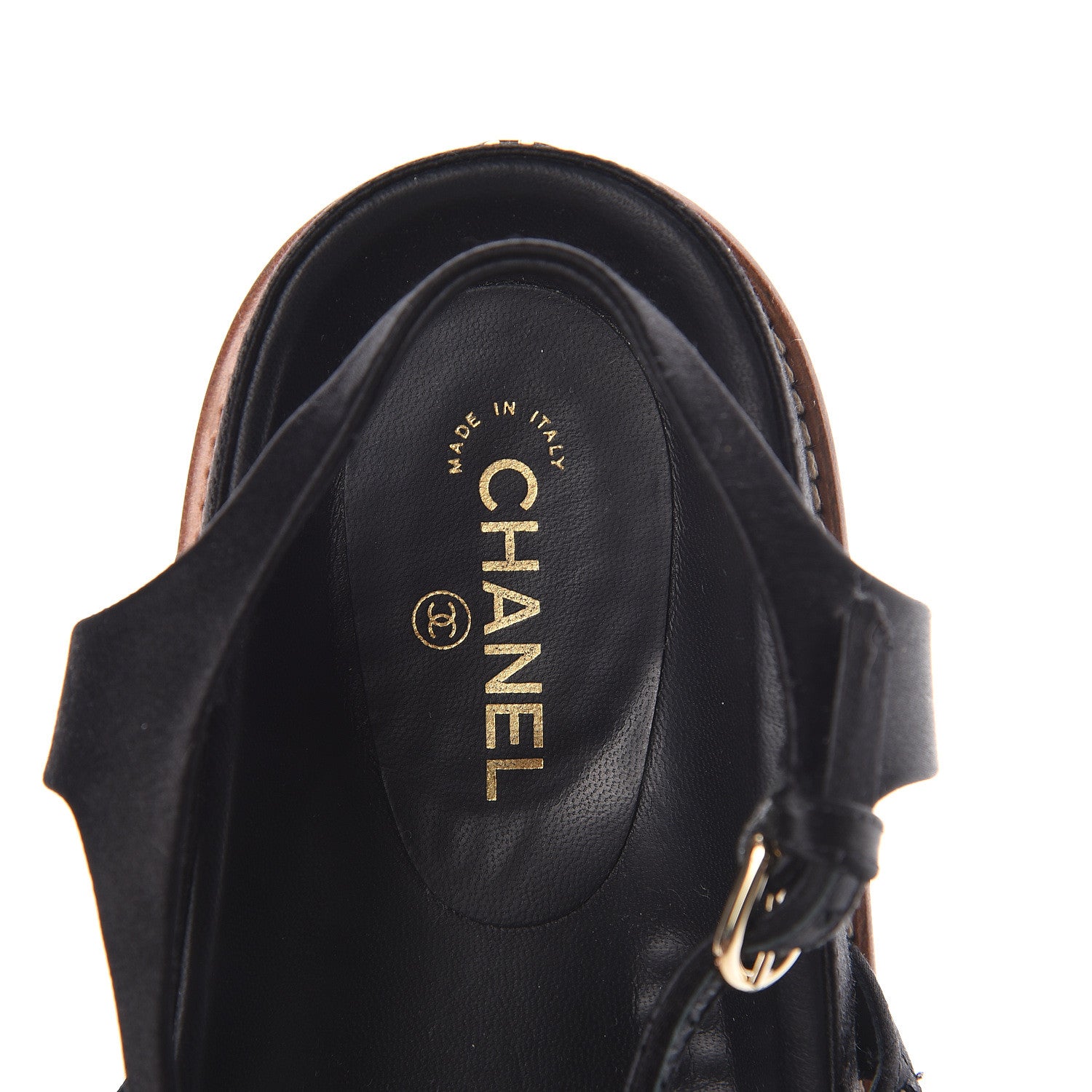 Chanel Satin Chain Flat Sandals 38.5 Black 6 of 7