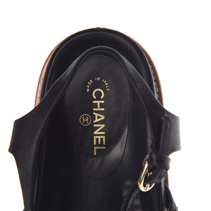 Chanel Satin Chain Flat Sandals 38.5 Black 6 of 7