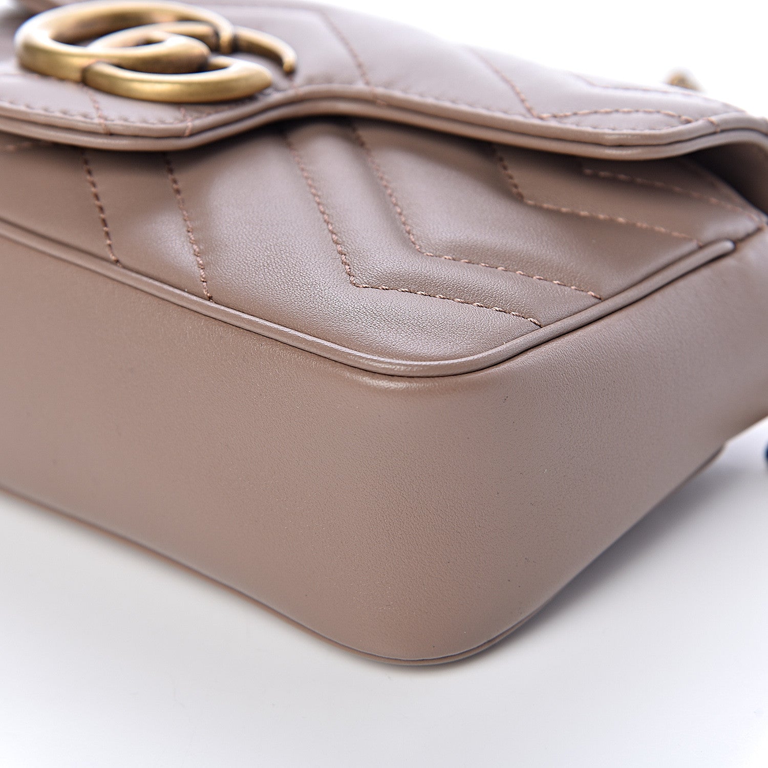 Gucci Calfskin Matelasse Super Mini GG Marmont Shoulder Bag Porcelain Rose 10 of 11