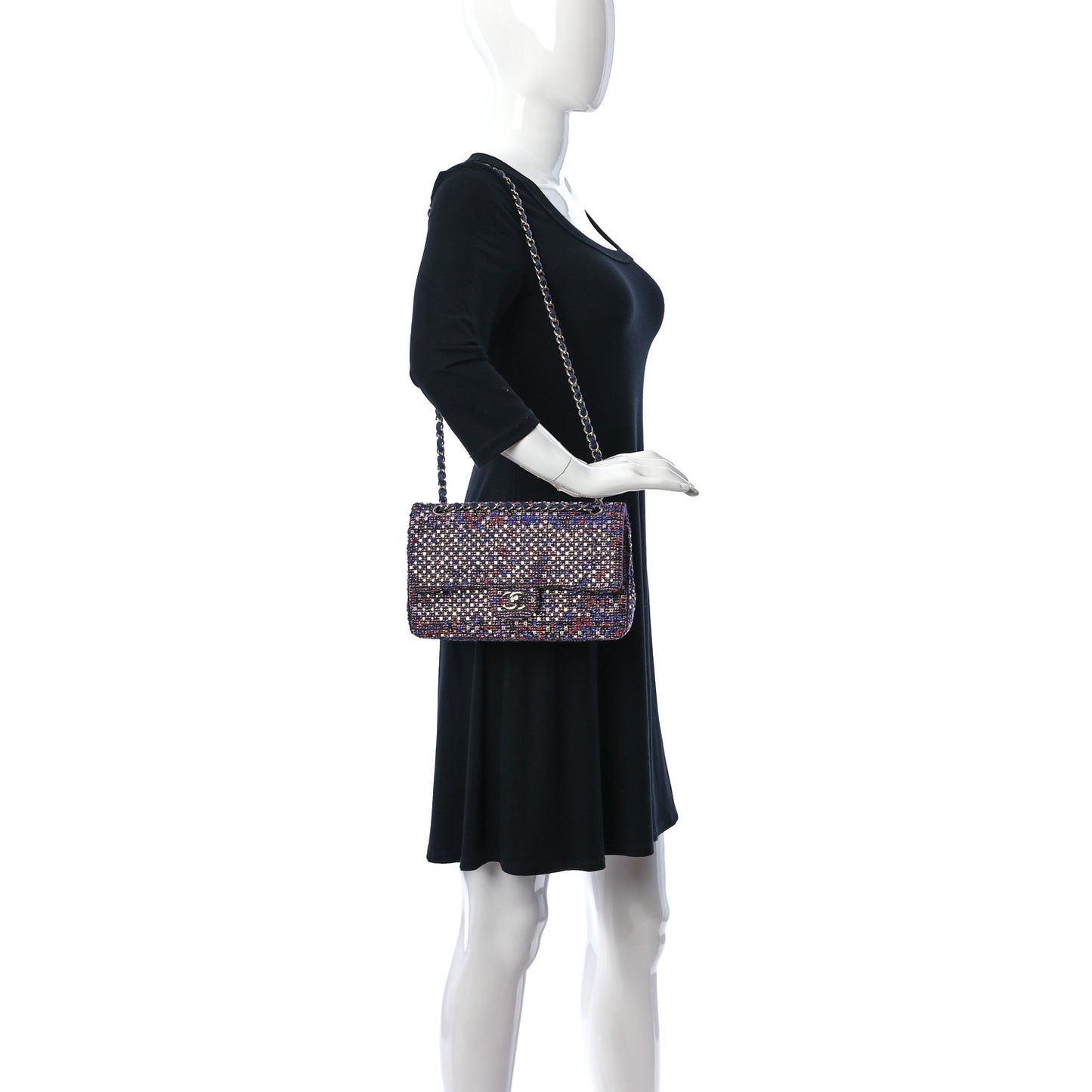 Sequin Tweed Medium Double Flap Red White Blue