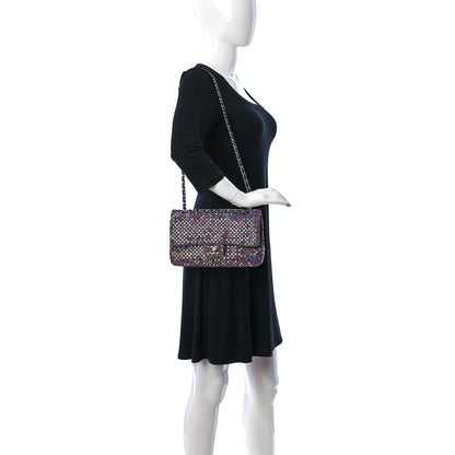 Chanel Sequin Tweed Medium Double Flap Red White Blue 3 of 10