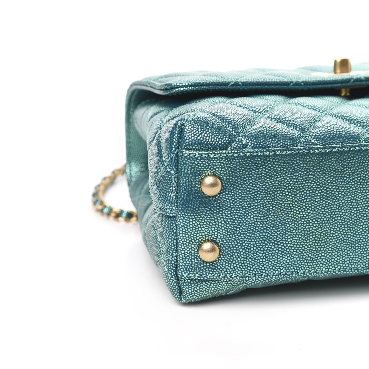 Metallic Caviar Quilted Mini Coco Handle Flap Blue