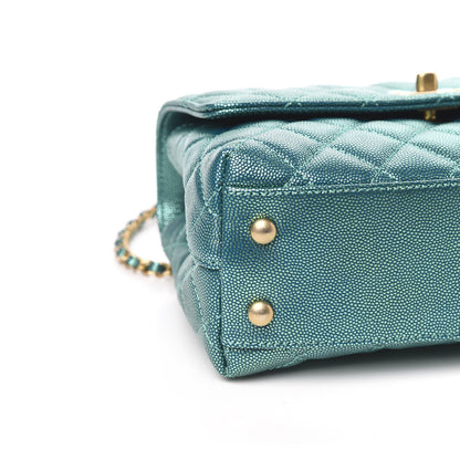 Chanel Metallic Caviar Quilted Mini Coco Handle Flap Blue 8 of 11